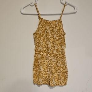 Old Navy Floral Yellow Kids One Piece Romper S(6-7)